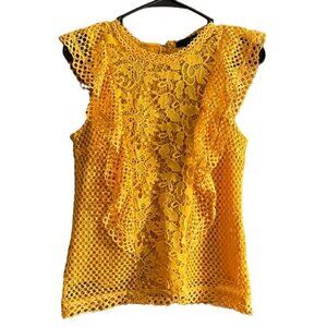 Anthropologie AQUA Orange Cap Sleeve Lace Blouse Size X-Small XS EUC #0879-OAK